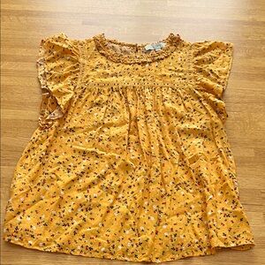 LOFT Mustard Floral Top